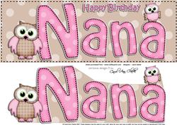 Large Dl Birthday Nana Owls Quick Card N 3D Decoupage
