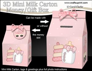 3D New Baby Milk Carton Money or Treat Box Mini Kit