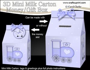 3D New Baby Milk Carton Money or Treat Box Mini Kit