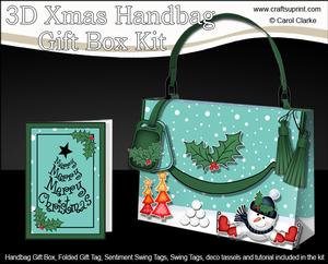 3D Xmas Snowman Handbag Treat or Favour Box Kit