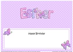 Large Dl Birthday Esther Butterflies Insert