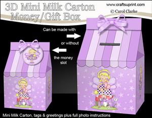 3D Girlz Fairy Fiz Milk Carton Money or Treat Box Mini Kit