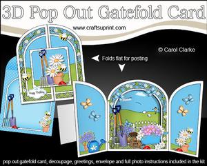 3D Gardening Pop Out Gatefold Card Kit