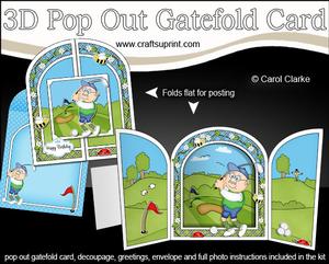 3D Old Man Bert Plays Golf Pop Out Gatefold Card Kit