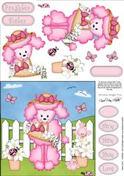Bon Bon Poodle's Flower Basket Quick Card & 3D Decoupage