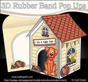 3D Rusty Dog's Kennel Rubber Band Pop Up Card