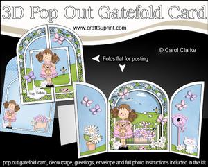 3D Girlz Zoe's Teddy Pop Out Gatefold Card Kit