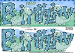 Large Dl Birthday Denis Dinosaur Card & 3D Decoupage