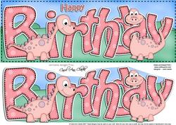 Large Dl Birthday Denise Dinosaur Card & 3D Decoupage