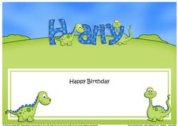 Large Dl Birthday Harry Denis Dinosaur Matching Insert