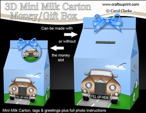 3D Rolls Royce Car Milk Carton Money or Treat Box Mini Kit