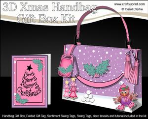 3D Xmas Robin Handbag Treat or Favour Box Kit