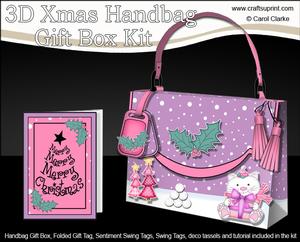 3D Xmas Cute Kitty Cat Handbag Treat or Favour Box Kit