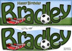 Large Dl Birthday Bradley Football Card & 3D Decoupage