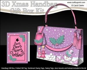 3D Xmas Snowman Handbag Treat or Favour Box Kit