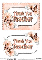 5x7 Thank You Teacher Flowers & Butterflies 3D Decoupage