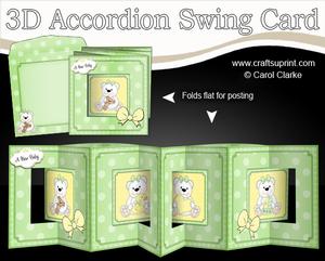 3D New Baby Teddies Accordion Swing Card