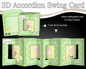 3D New Baby Lambs Accordion Swing Card