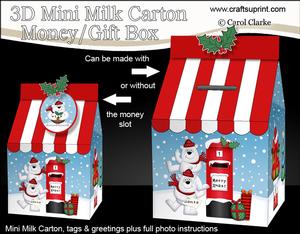 3D Xmas Polar Bears Milk Carton Money or Treat Box Mini Kit