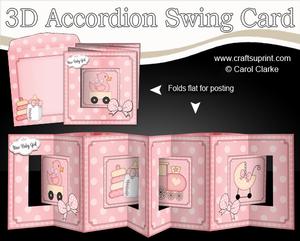 3D New Baby Girl Accordion Swing Card