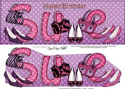 Large Dl Birthday Sue Shoes & Handbags 3D Decoupage