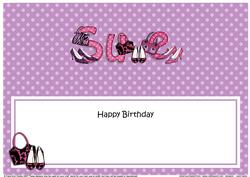 Large Dl Birthday Sue Shoes & Handbags Matching Insert