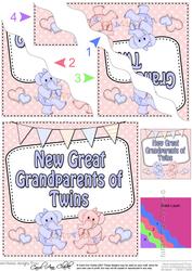 New Baby Great Grandparents of Twins Wavy Corner Side Stacke