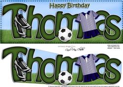 Large Dl Birthday Thomas Football Card & 3D Decoupage
