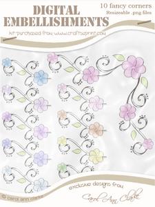 'organza and Pearl Flower Corner' Digital Embellishments - Sorbet Baby Colours