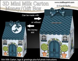 3D Country Cottage Milk Carton Money or Treat Box