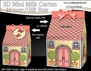 3D Country Cottage Milk Carton Money or Treat Box