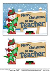 Xmas Teacher Snowman Signpost 5x7 Easicut Decoupage
