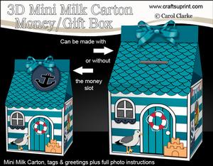 3D Beach Hut Holiday Milk Carton Money or Treat Box Mini Kit