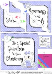 Grandson Christening Teddy Wavy Corner Side Stacker