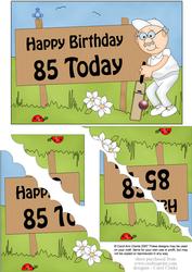 5x7 85th Birthday Old Man Bert Cricket Scallop Corner
