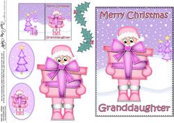 Xmas Granddaughter Santa 5x7 3D Decoupage
