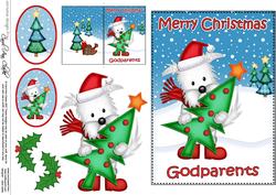 Xmas Godparents Westie Dog 5x7 3D Decoupage