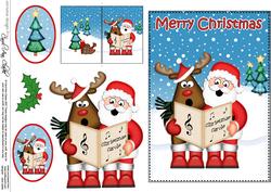Xmas Santa & Rudolph 5x7 3D Decoupage