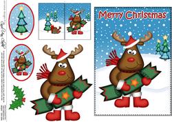 Xmas Rudolph's Cracker 5x7 3D Decoupage