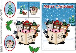 Xmas Gigi Horse & Friends 5x7 3D Decoupage