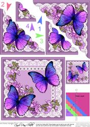 Butterflies and Flowers on Lace Scallop Corner Side Stacker