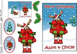 Xmas Aunt & Uncle Rudolph 5x7 3D Decoupage
