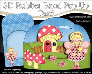 3D Girlz Fairy Fiz Rubber Band Pop Up Scene Card
