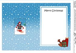 Christmas Skiing Hamish Scottie Dog 5x7 Matching Insert