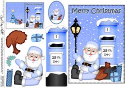 Christmas Santa Postbox 5x7 3D Decoupage
