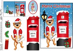 Christmas Meerkat Postbox 5x7 3D Decoupage