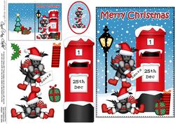 Christmas Scottie Dogs Postbox 5x7 3D Decoupage