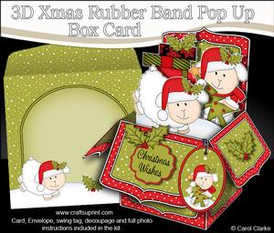 3D Xmas Lambs Rubber Band Pop Up Box Card