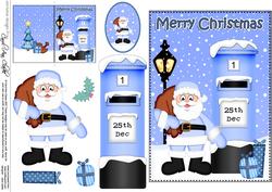 Christmas Santa Postbox 5x7 3D Decoupage