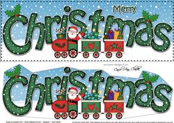 Large Dl Christmas Santa's Train Quick Card 3D Decoupage